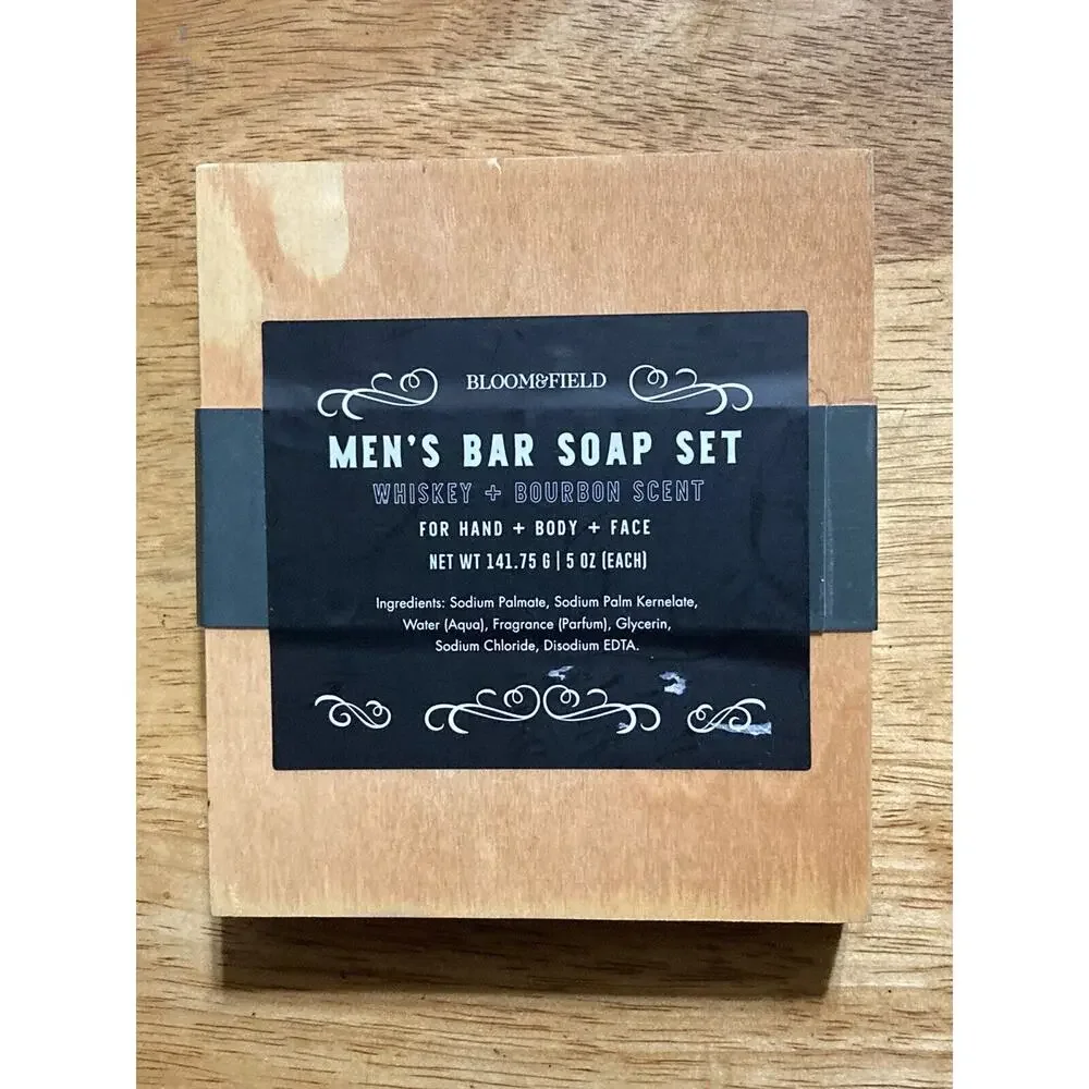 Bloom & Field- Whiskey Soap Bar‎ Set Of 2 Whiskey + Bourbon Scent For hands body